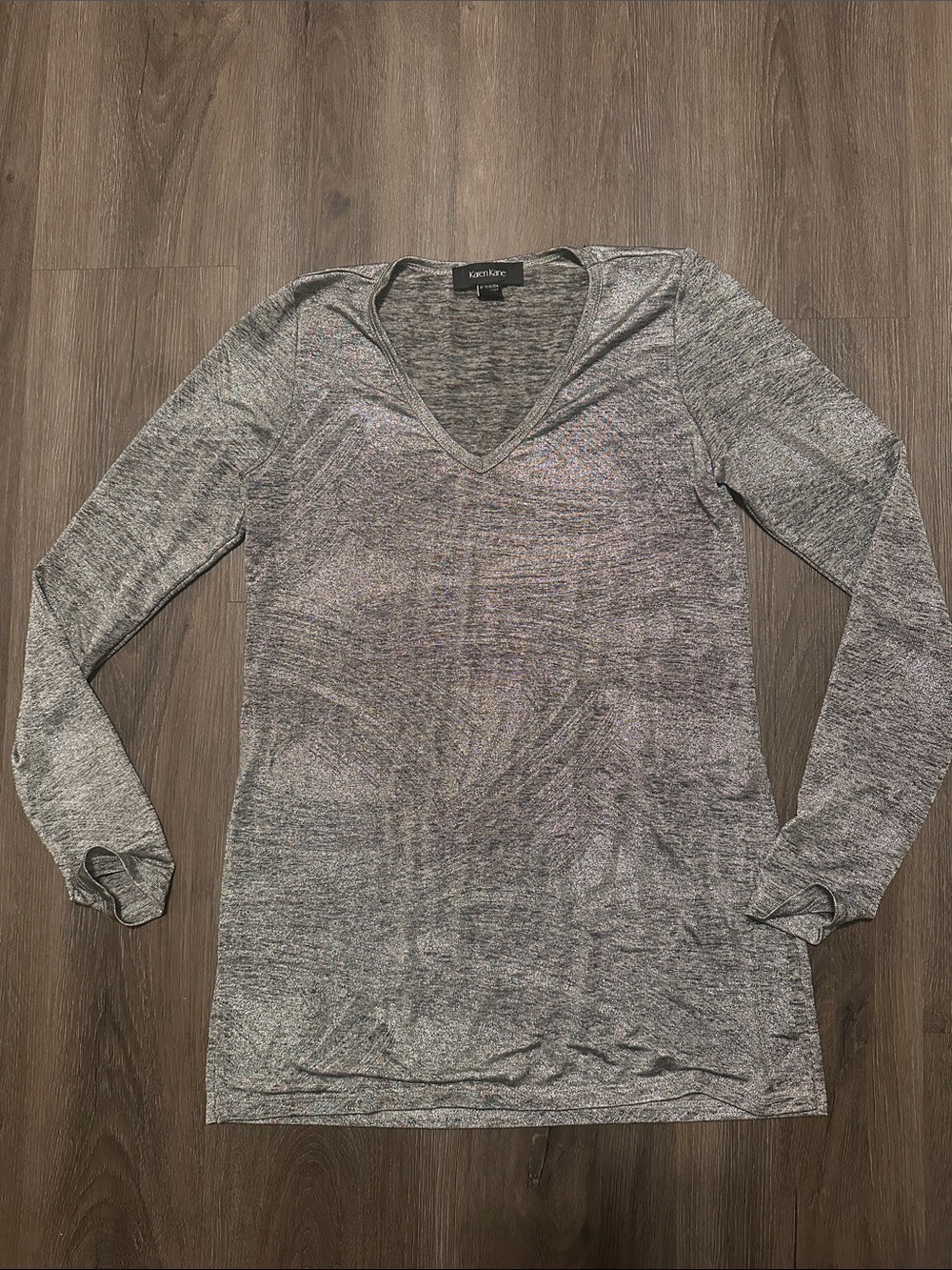 Karen Kane Gray V-Neck Long Sleeve Top XS